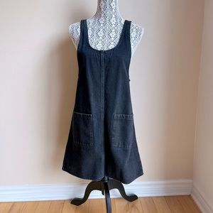 Monki denim pinafore dress in black